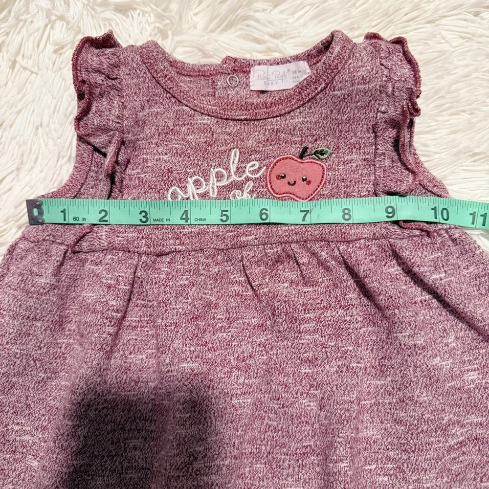 Mauve Baby Girl Dress with Apple Detail